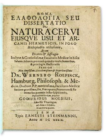 ROLFINCK, WERNER, praeses. Elaphologia.  1639 + GRABA, JOHANN ANDREAS.  Elaphographia.  1668